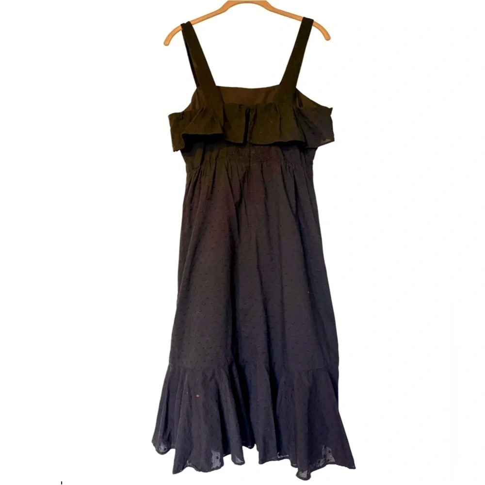 J. Crew Black Polka Dot Ruffle Midi Dress – Size 4